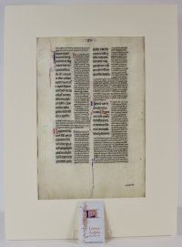 c.1250 manuscript leaf. Peter Lombard's commentary on the Pauline Epistles.