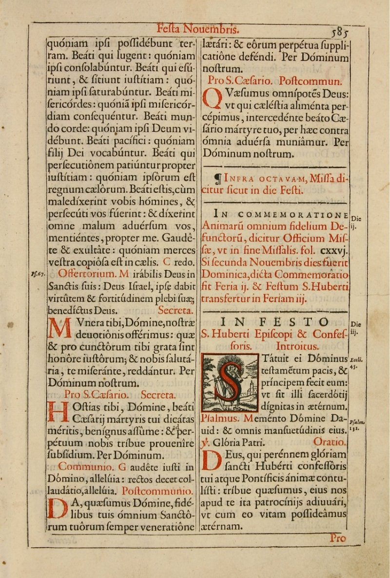 Missal leaf, 1626. St. Hubert - Click Image to Close