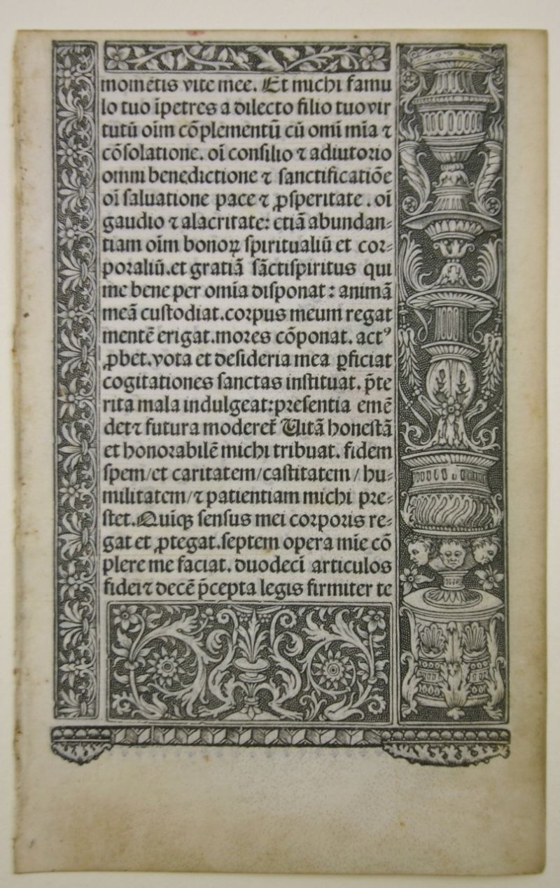 Vostre Book of Hours printed leaf, c. 1505 - Click Image to Close