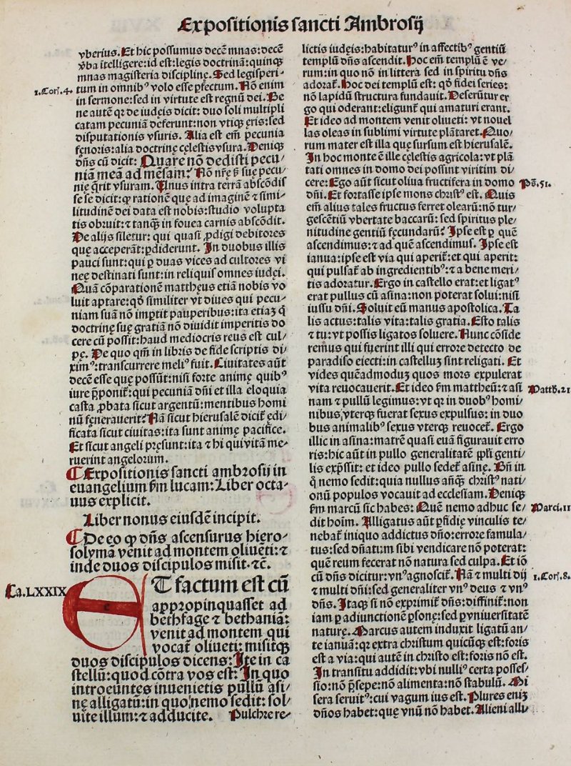 Saint Ambrosius - "Opera" incunable leaf, 1492 - Click Image to Close
