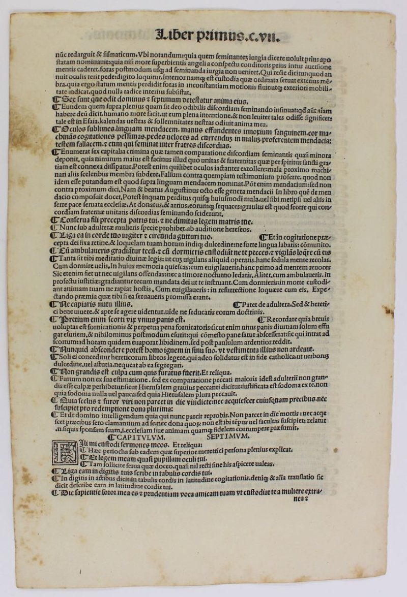 St. Jerome's biblical commentaries. Incunable leaf, 1498. - Click Image to Close