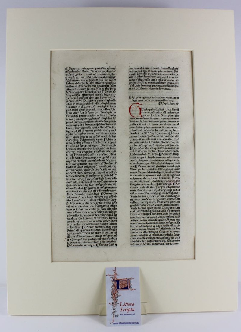 Very Early incunable leaf, 1474. Rainerius of Pisa. - Click Image to Close