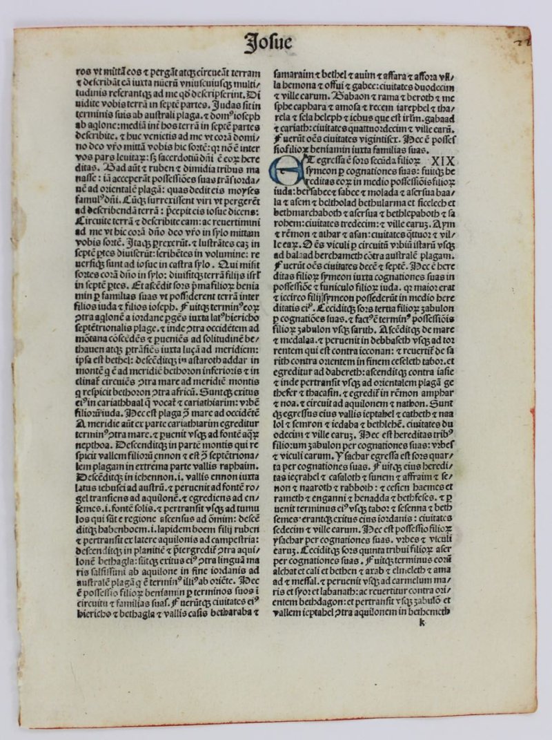 The Book of Joshua. 1488 Bible leaf. - Click Image to Close