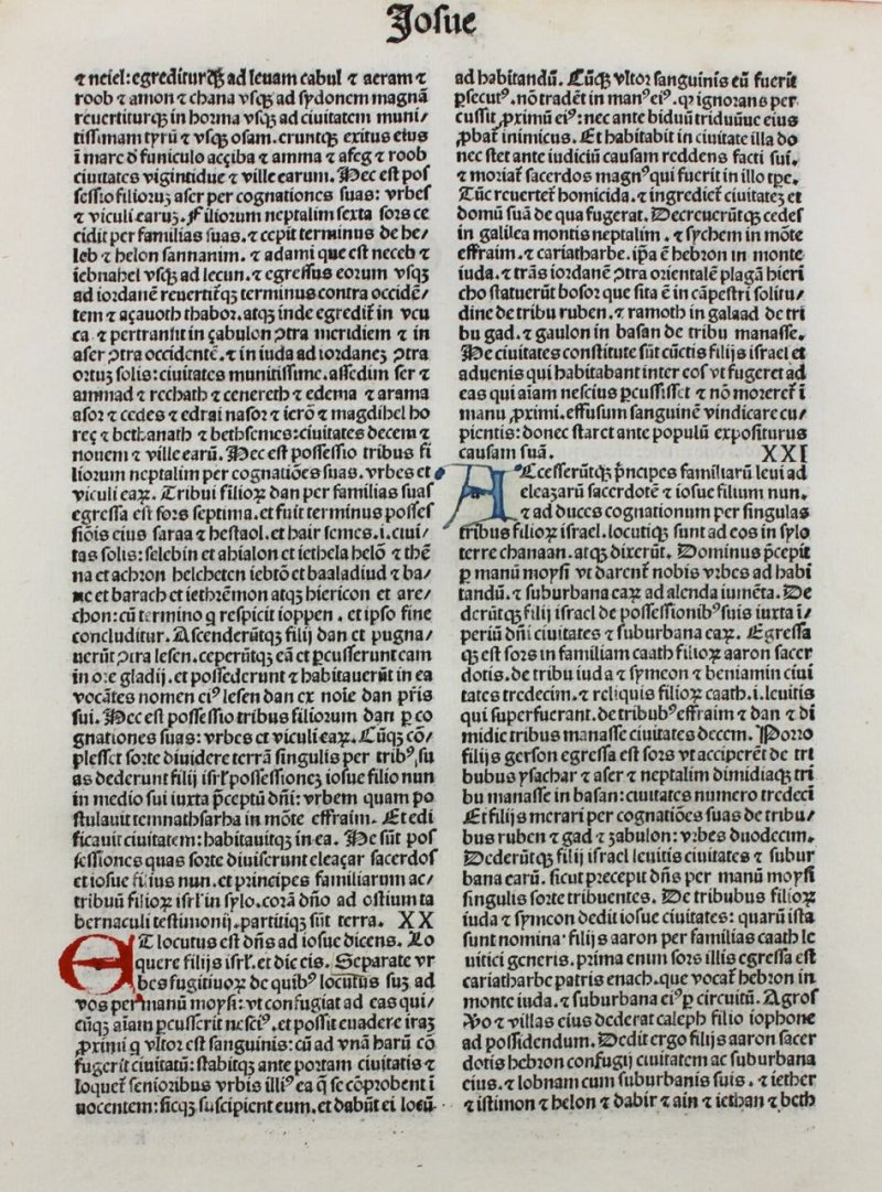 The Book of Joshua. 1488 Bible leaf. - Click Image to Close