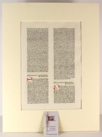 Fine, very early incunable leaf, 1474. Quality rag paper with a distinctive watermark.