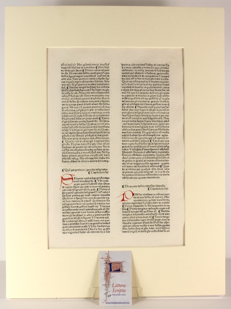 Fine, very early incunable leaf, 1474. Quality rag paper with a distinctive watermark. - Click Image to Close