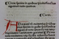 1474 Incunable leaf, "Pantheologia" by Rainerius. Hand initials