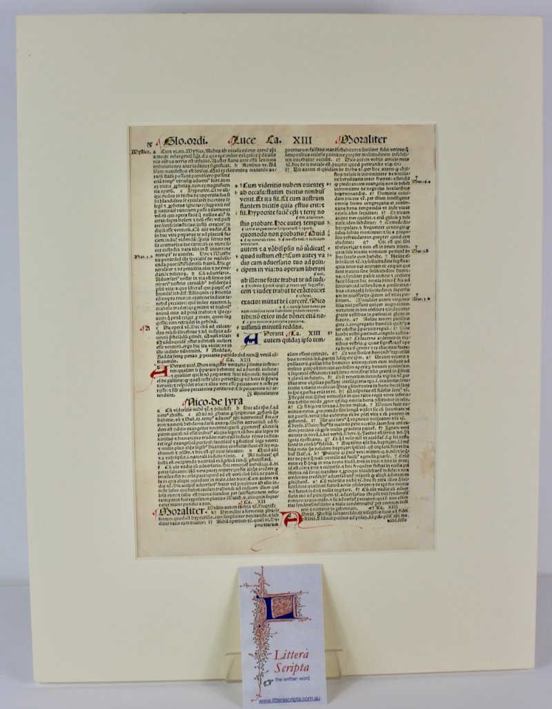 The Gospel according to St. Luke Glossed incunable leaf, 1498. - Click Image to Close