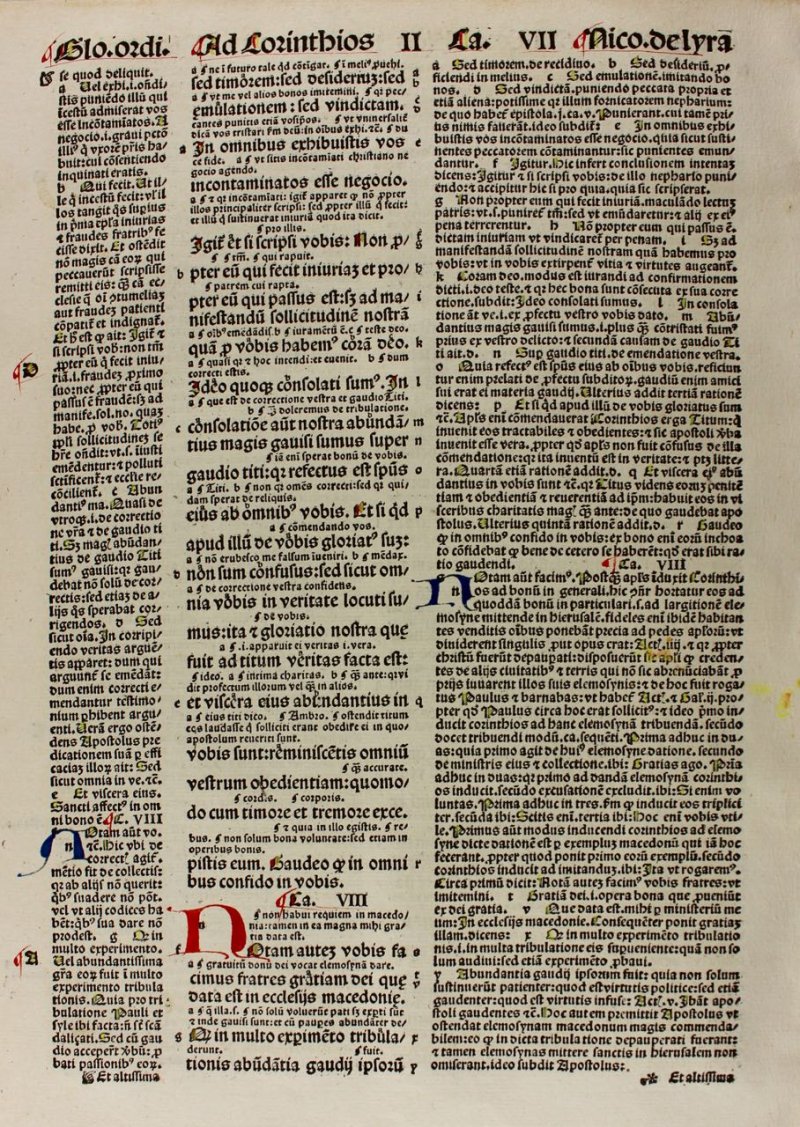 Glossed incunable leaf, 1498. Corinthians II. - Click Image to Close