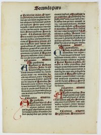 Incunable leaf from Lumen Animae. “The Light of the Soul”. 1482.