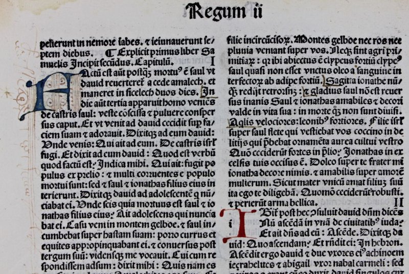 Incunable Vulgate Bible leaf,1488 - Click Image to Close