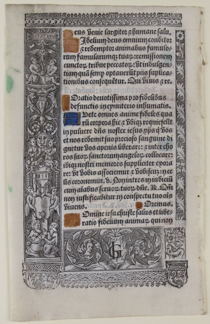 Vellum printed Hours leaf. Hardouyn, Paris, 1512 - Click Image to Close