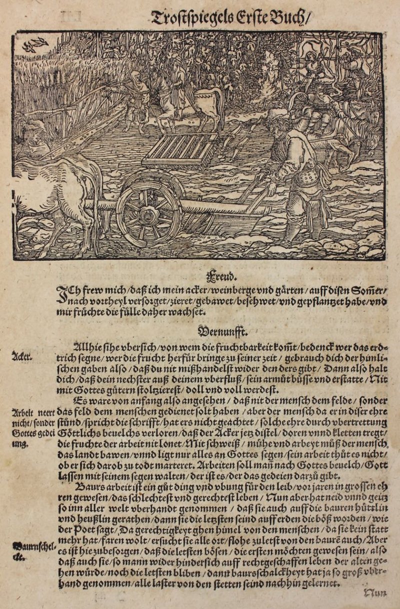 Woodcut of “The Joy of Farming”. Petrarch, 1572. - Click Image to Close