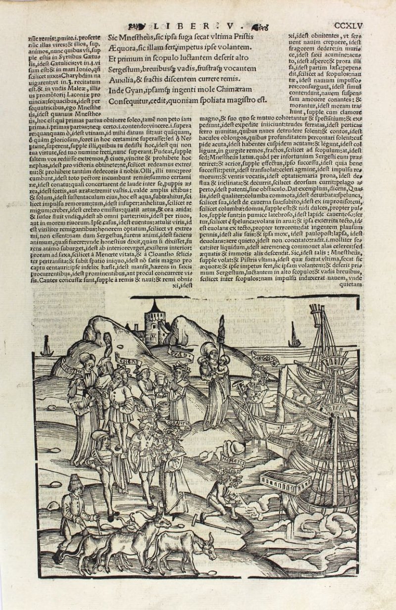 Virgil's Aeneid. Glossed printed leaf with woodcut 1529 - Click Image to Close