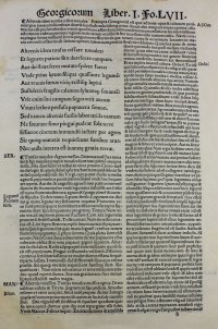 Virgil’s Georgics. Glossed post incunable leaf, 1507