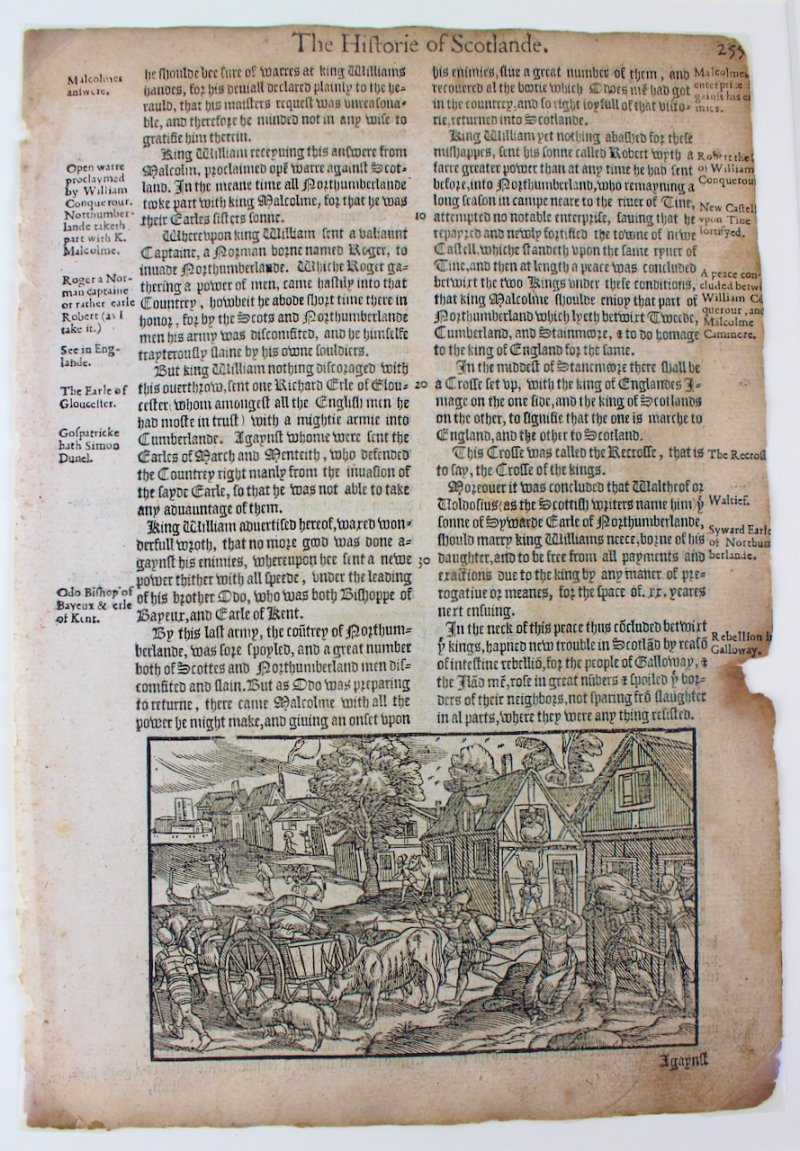 Holinshed’s Chronicle leaf, 1577. The History of Scotland. - Click Image to Close