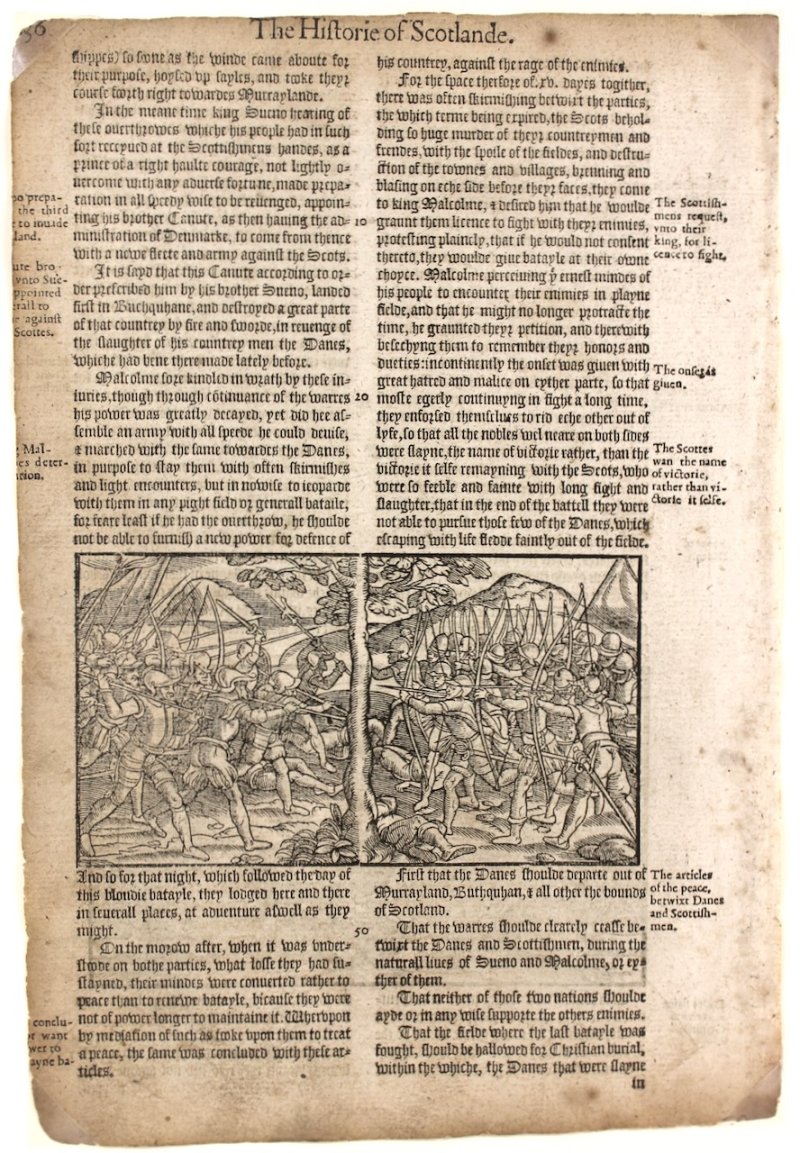 Holinshed’s Chronicle leaf, 1577. One of Shakespeare’s primary history sources. - Click Image to Close