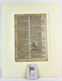 Holinshed’s Chronicle leaf, 1577, with a woodcut illustration of King Edgar