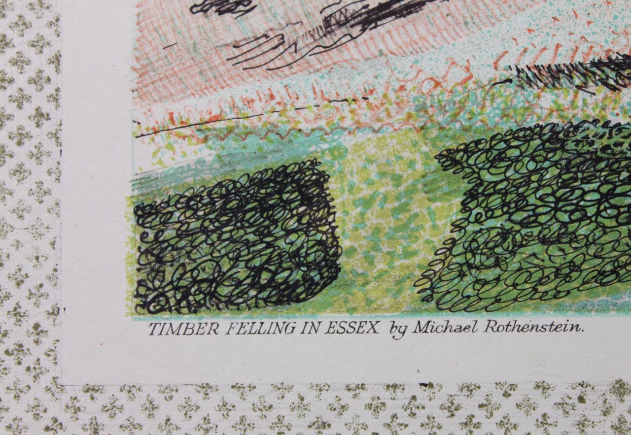 “Timber felling in Essex” 1946 Rothenstein lithograph - Click Image to Close