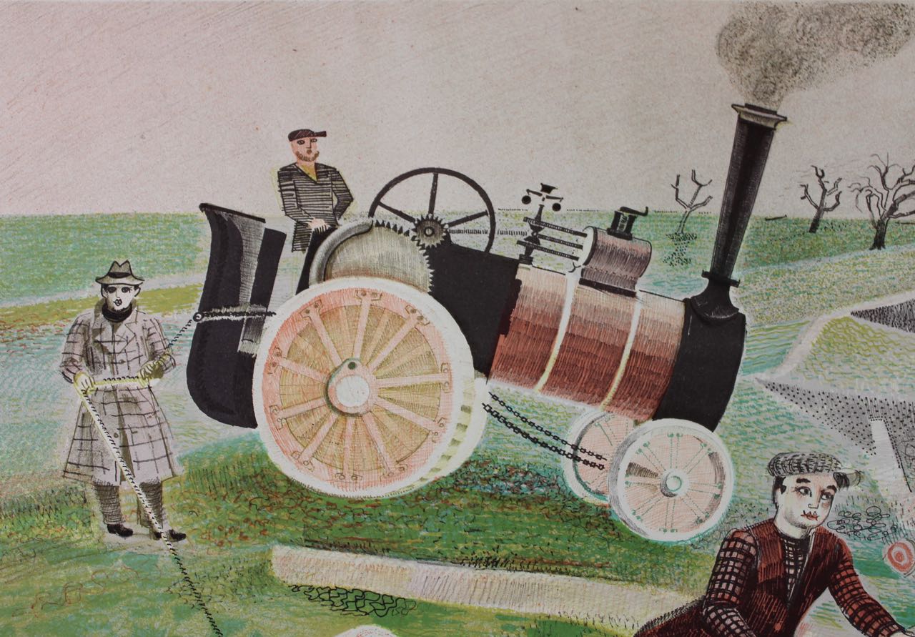 “Timber felling in Essex” 1946 Rothenstein lithograph - Click Image to Close