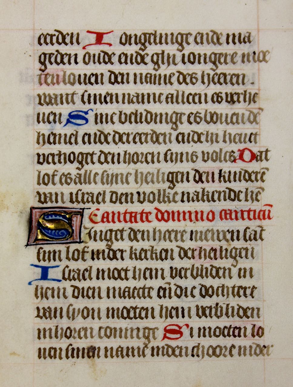 Dutch language Hours illuminated manuscript leaf - Click Image to Close