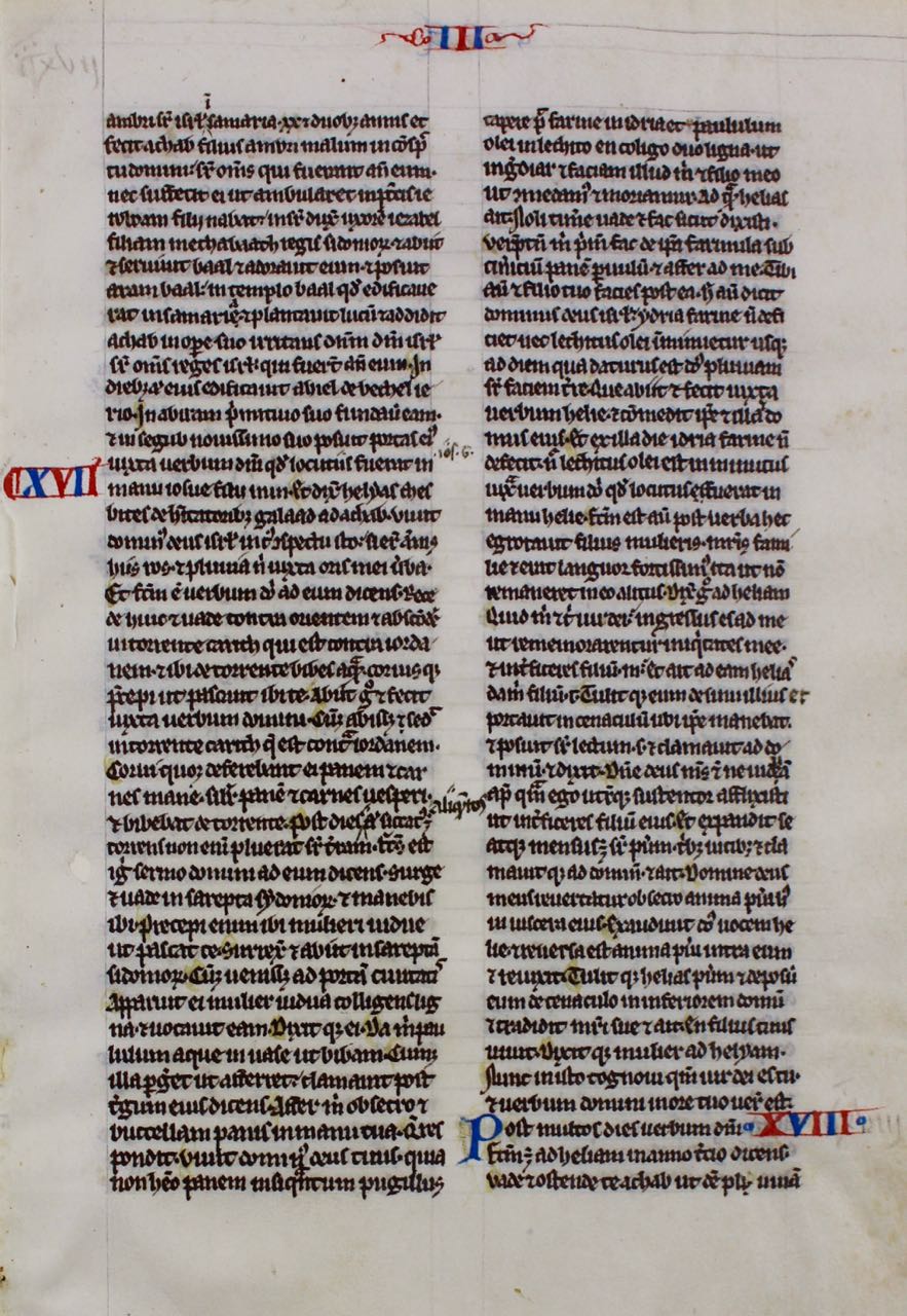 Tiny French manuscript Bible leaf, c. 1250.