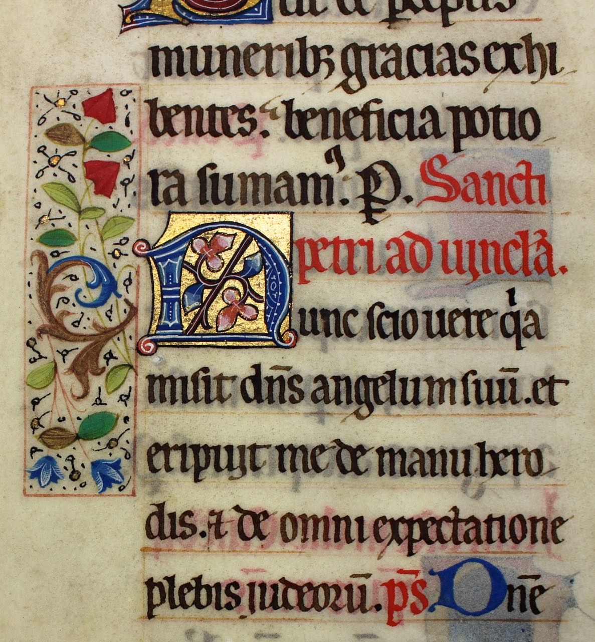 SOLD Large, very decorative Missal Leaf. c. 1425 - Click Image to Close