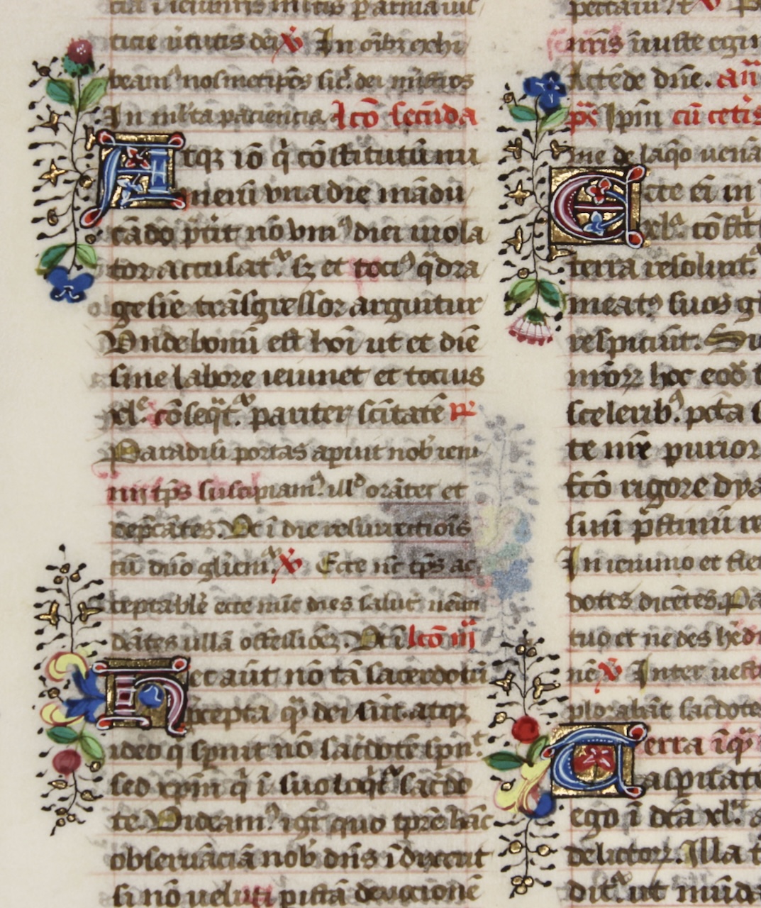 Manuscript Breviary leaf, c. 1475 with jewel-like illuminated initials. - Click Image to Close