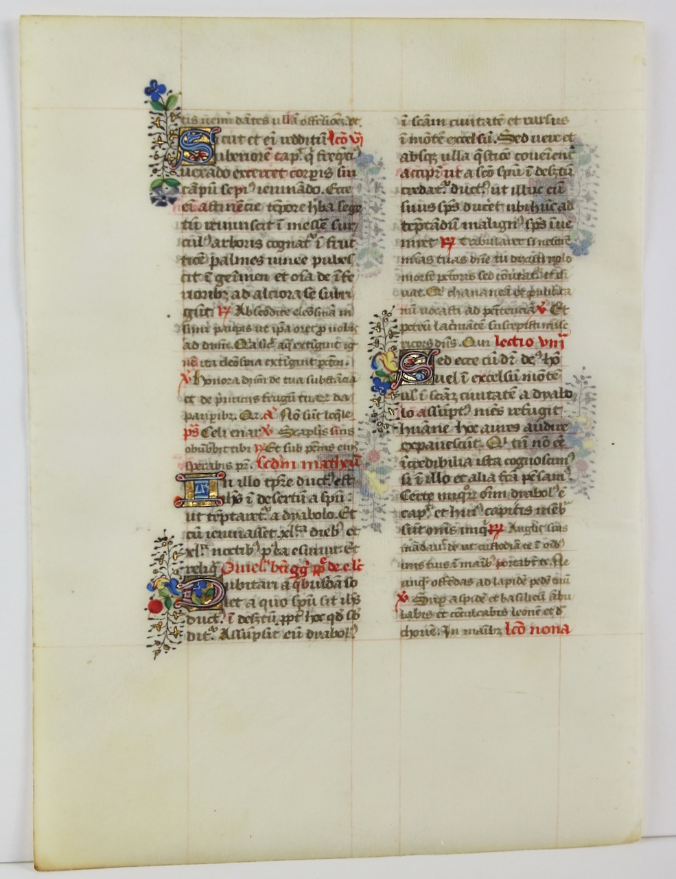Manuscript Breviary leaf, c. 1475 with jewel-like illuminated initials. - Click Image to Close