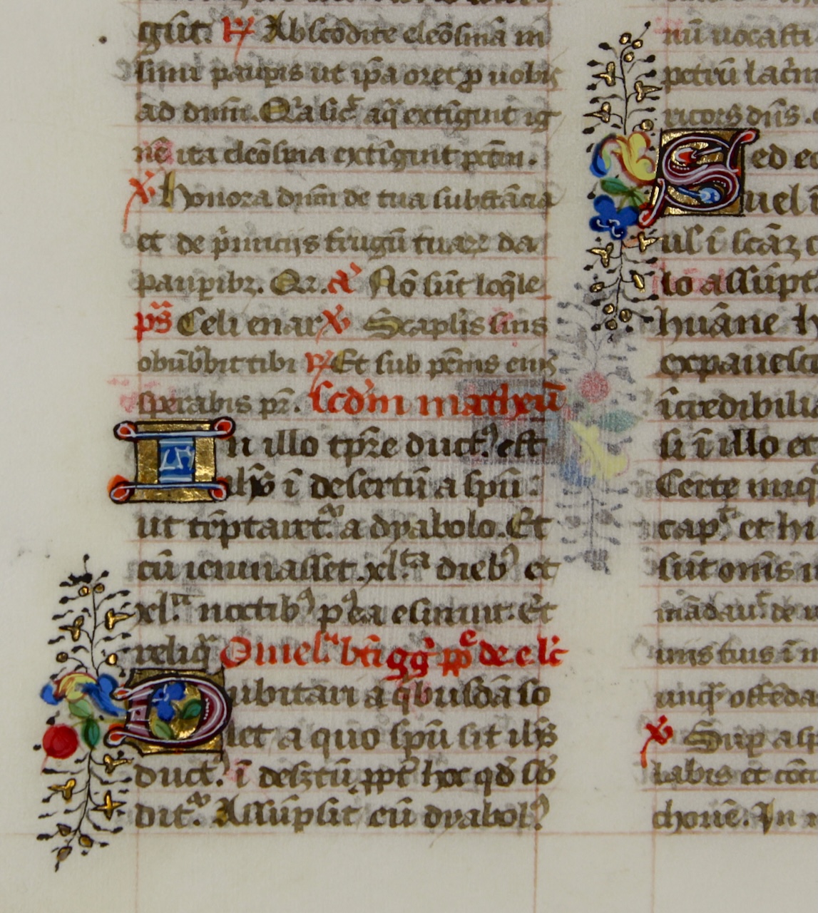 Manuscript Breviary leaf, c. 1475 with jewel-like illuminated initials. - Click Image to Close