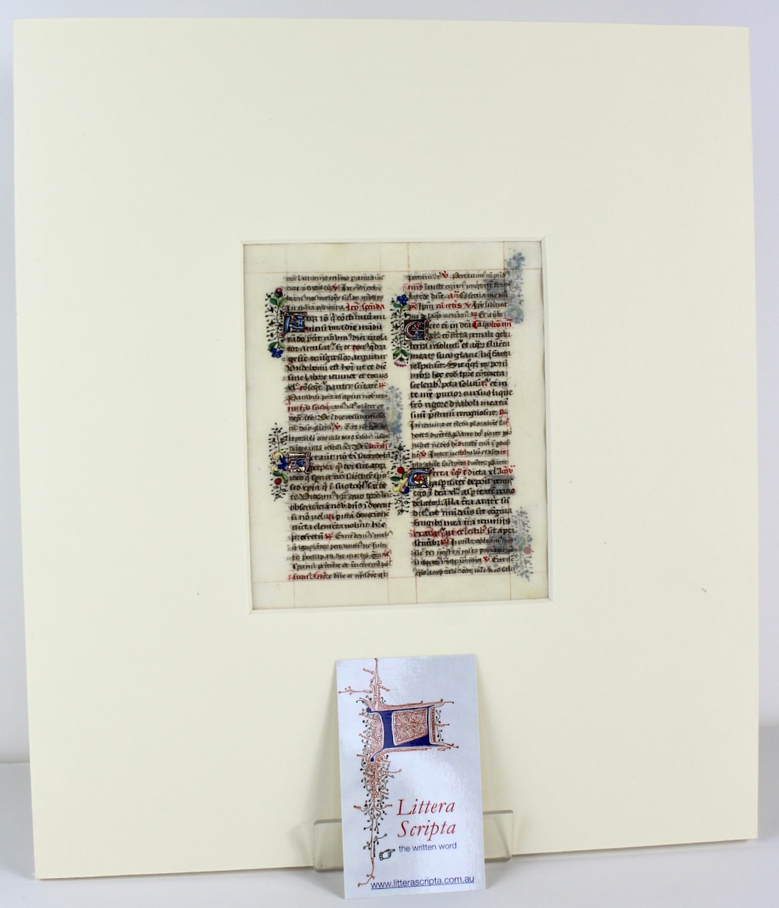 Manuscript Breviary leaf, c. 1475 with jewel-like illuminated initials. - Click Image to Close