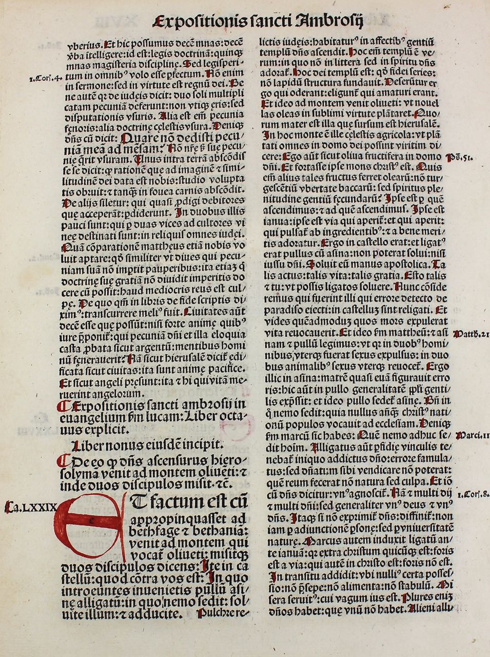 Saint Ambrosius - "Opera" incunable leaf, 1492