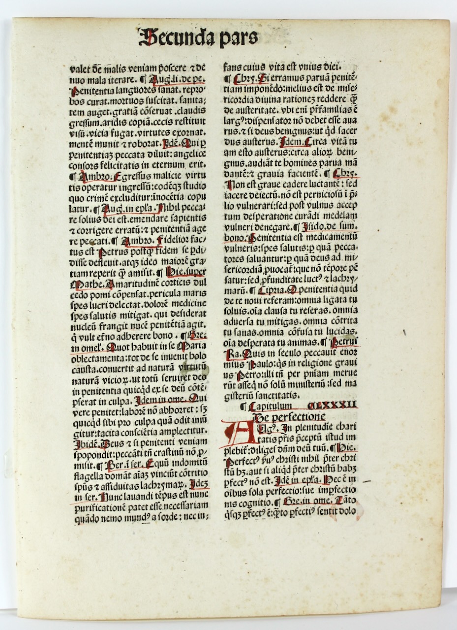 An excellent example of incunable printing & rubrication. 1482, Lumen Animae. - Click Image to Close