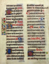 Large, very decorative Missal Leaf. c. 1425