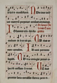 Hufnagel neumes notation. Incunable liturgical chant leaf, c.1498