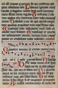 Early manuscript Breviary leaf with plainchant notation Italy or Southern France, c.1350.