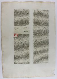 1474 Incunable leaf, "Pantheologia" by Rainerius. Hand initials