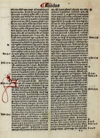 SOLD "The Poor Man's Bible". 1495 incunable leaf. Book of Exodus.