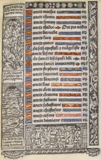 The Litany of the Saints Book of Hours leaf printed on vellum, 1502, Paris.