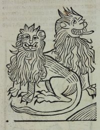 Lions, Llamas, Lizards woodcuts . c. 1497 incunabler leaf