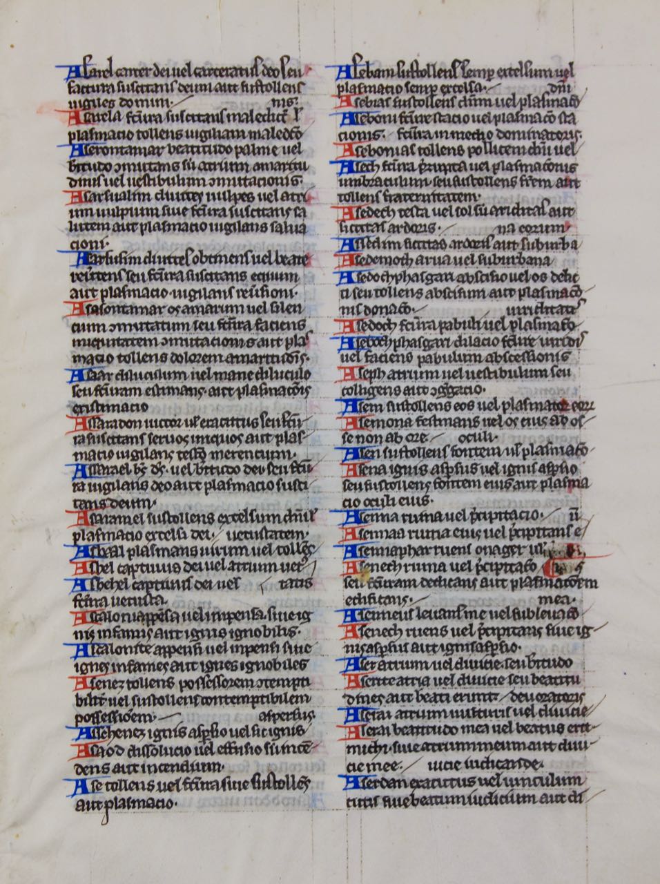 Interpretation of Hebrew Names, Parisian Bible leaf, c 1250.