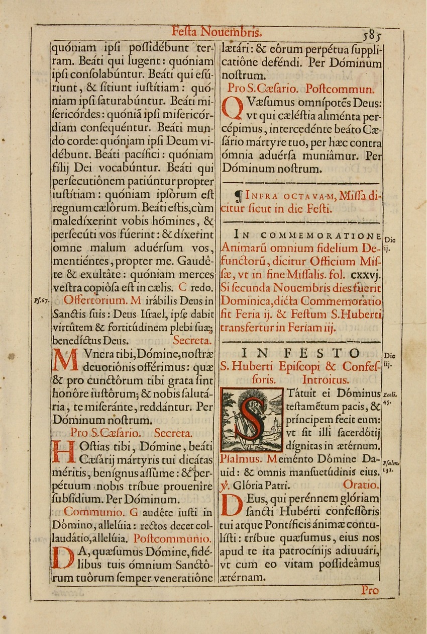 Missal leaf, 1626. St. Hubert