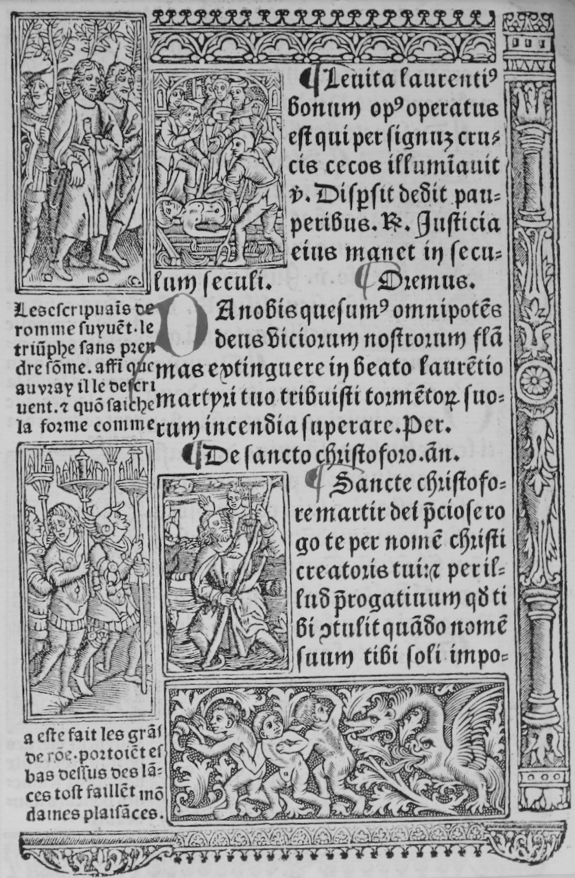 The Suffrages of the Saints. Book of Hours leaf printed on paper c.1530, Paris The Suffrages of the Saints. Book of Hours leaf printed on paper c.1530, Paris